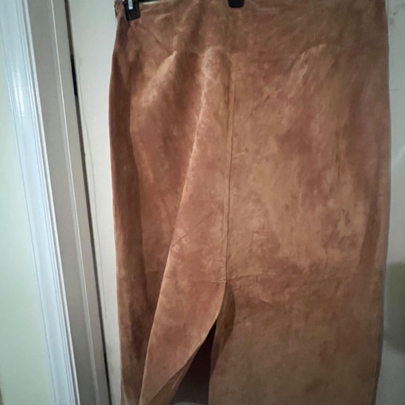 RALPH LAUREN SUEDE 22W MIDI SKIRT MAX WAIST 42 INCHES CAMEL TAN - Picture 6 of 14